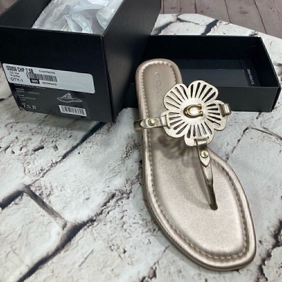 9.5 COACH JULIA SANDALS in champagne  (nib) - Picture 1 of 10